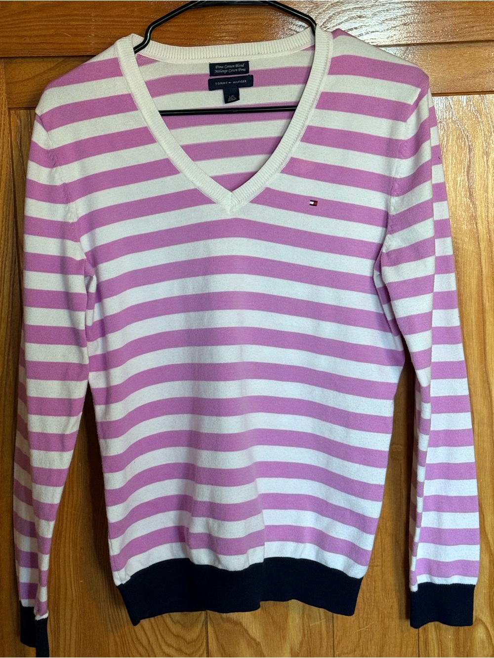 Tommy Hilfiger Pink & White Striped Knit Top